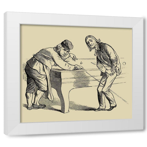 Pool Hall Antics II White Modern Wood Framed Art Print by Unknown