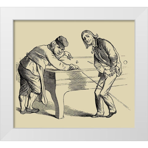 Pool Hall Antics II White Modern Wood Framed Art Print by Unknown
