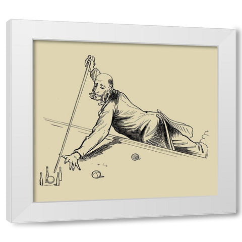 Pool Hall Antics III White Modern Wood Framed Art Print by Unknown