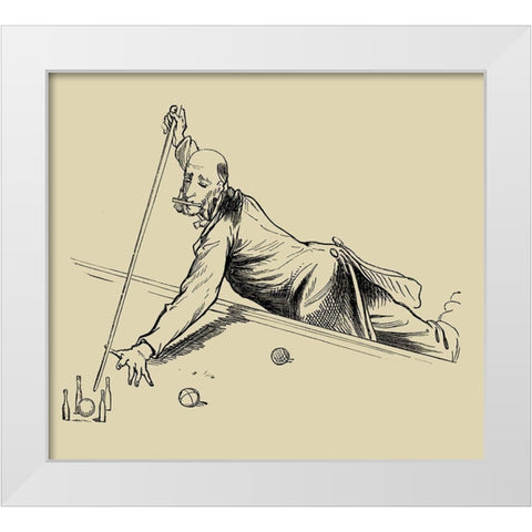 Pool Hall Antics III White Modern Wood Framed Art Print by Unknown