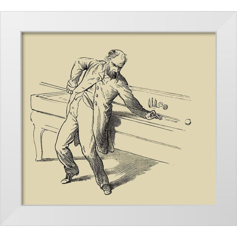 Pool Hall Antics V White Modern Wood Framed Art Print by Unknown