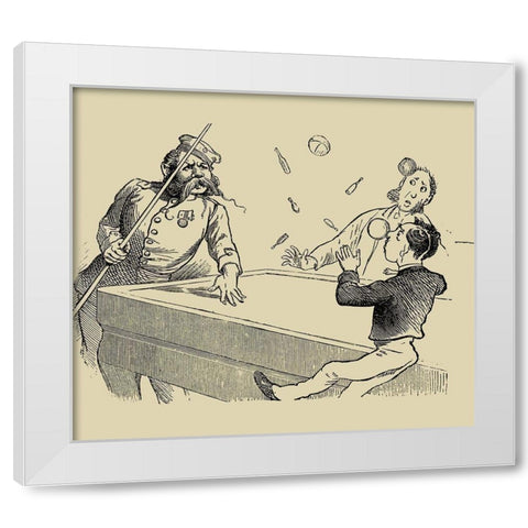 Pool Hall Antics VIII White Modern Wood Framed Art Print by Unknown