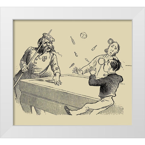 Pool Hall Antics VIII White Modern Wood Framed Art Print by Unknown