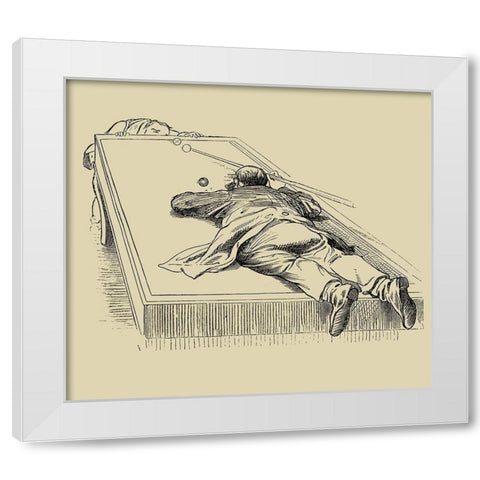 Pool Hall Antics IX White Modern Wood Framed Art Print by Unknown