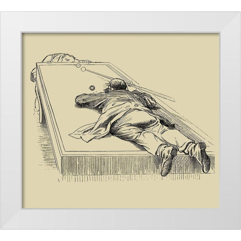 Pool Hall Antics IX White Modern Wood Framed Art Print by Unknown