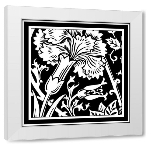 Printed Graphic Floral Motif I White Modern Wood Framed Art Print by Vision Studio