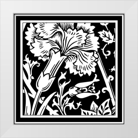 Printed Graphic Floral Motif I White Modern Wood Framed Art Print by Vision Studio