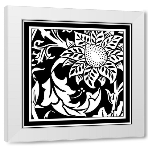 Printed Graphic Floral Motif II White Modern Wood Framed Art Print by Vision Studio