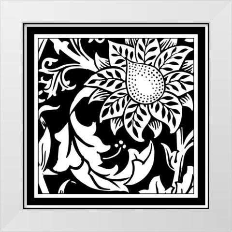 Printed Graphic Floral Motif II White Modern Wood Framed Art Print by Vision Studio