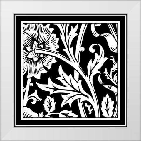 Printed Graphic Floral Motif IV White Modern Wood Framed Art Print by Vision Studio