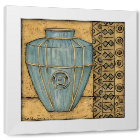 Square Cerulean Pottery II White Modern Wood Framed Art Print by Zarris, Chariklia