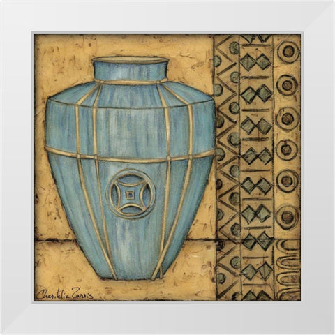 Square Cerulean Pottery II White Modern Wood Framed Art Print by Zarris, Chariklia