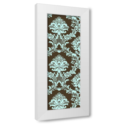Small Vivid Damask in Blue I White Modern Wood Framed Art Print by Vision Studio