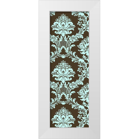Small Vivid Damask in Blue I White Modern Wood Framed Art Print by Vision Studio