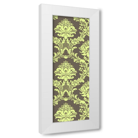 Small Vivid Damask in Green I White Modern Wood Framed Art Print by Vision Studio