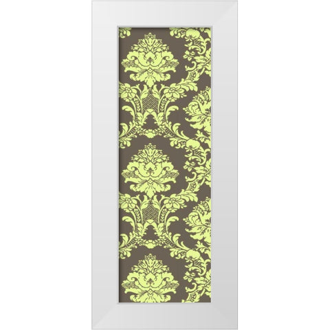 Small Vivid Damask in Green I White Modern Wood Framed Art Print by Vision Studio
