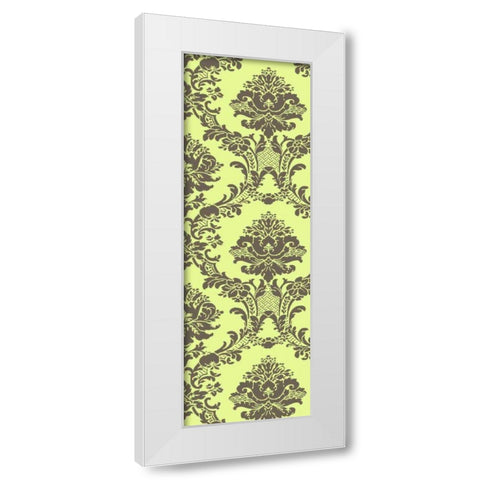 Small Vivid Damask in Green II White Modern Wood Framed Art Print by Vision Studio