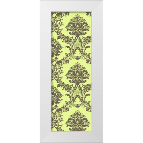 Small Vivid Damask in Green II White Modern Wood Framed Art Print by Vision Studio