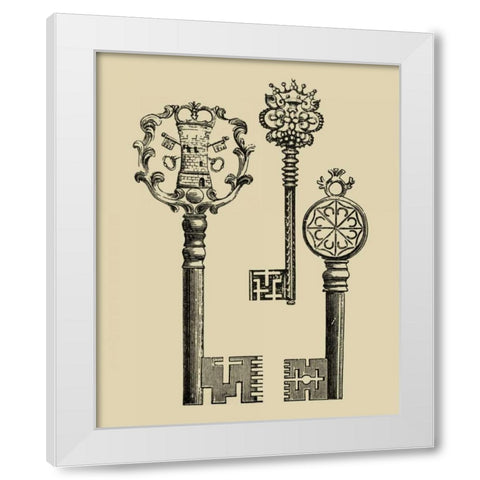 Antique Keys I White Modern Wood Framed Art Print by Vision Studio