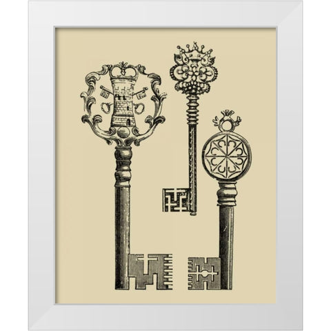 Antique Keys I White Modern Wood Framed Art Print by Vision Studio