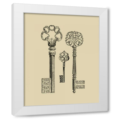 Antique Keys III White Modern Wood Framed Art Print by Vision Studio