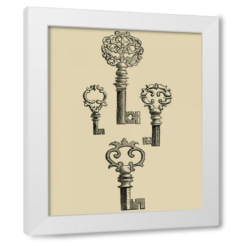 Antique Keys IV White Modern Wood Framed Art Print by Vision Studio