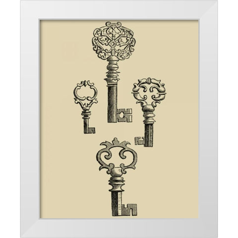 Antique Keys IV White Modern Wood Framed Art Print by Vision Studio