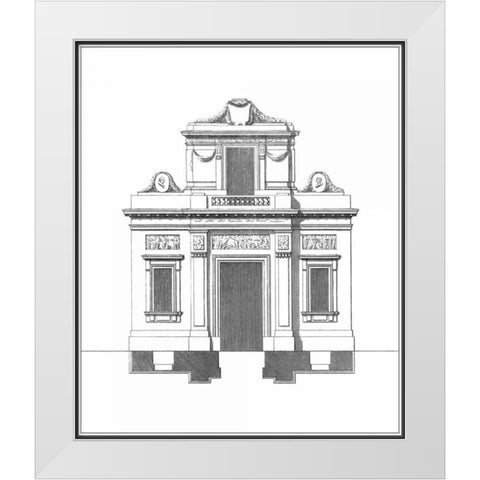 B and W Parisian Facade I White Modern Wood Framed Art Print by Deneufforge