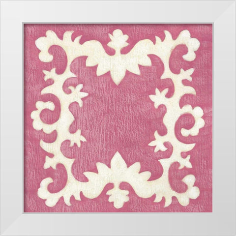 Petite Suzani in Pink White Modern Wood Framed Art Print by Zarris, Chariklia