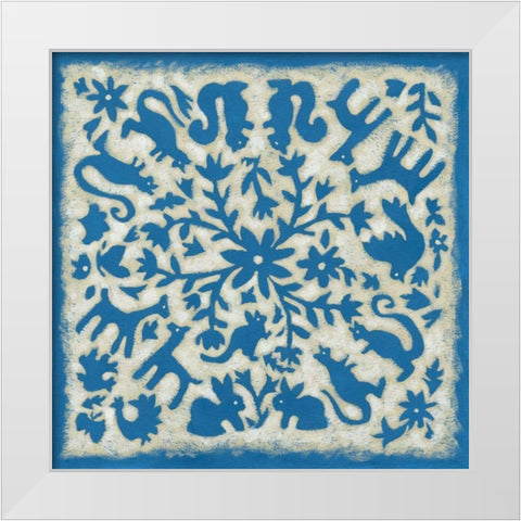 Folk Story in Blue White Modern Wood Framed Art Print by Zarris, Chariklia