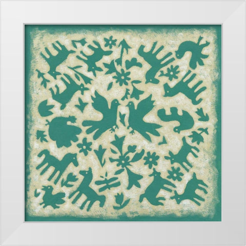 Folk Story in Jade White Modern Wood Framed Art Print by Zarris, Chariklia