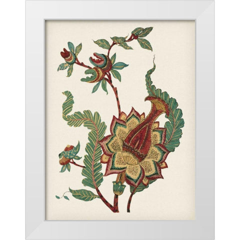 Small Jacobean Floral I White Modern Wood Framed Art Print by Vision Studio