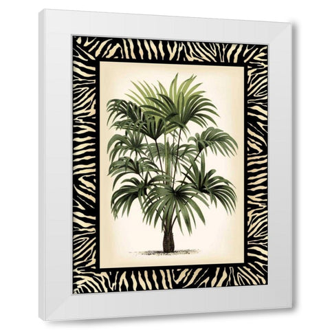 Small Palm in Zebra Border I White Modern Wood Framed Art Print by Vision Studio