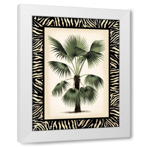 Small Palm in Zebra Border II White Modern Wood Framed Art Print by Vision Studio