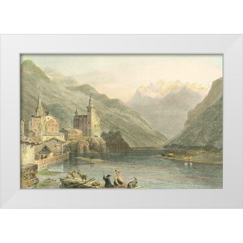 Pastoral Riverscape I White Modern Wood Framed Art Print by Bartlett, William H.