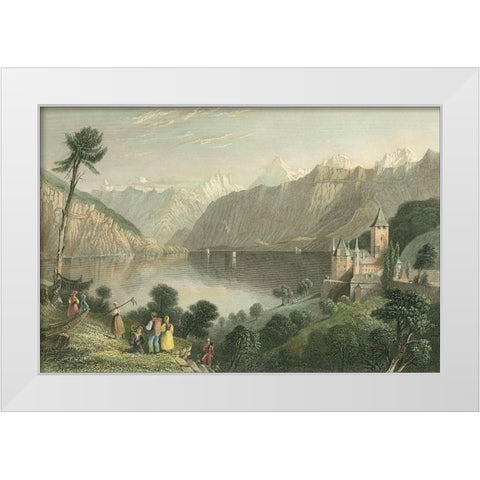 Pastoral Riverscape V White Modern Wood Framed Art Print by Bartlett, William H.