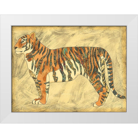 Royal Tiger White Modern Wood Framed Art Print by Zarris, Chariklia