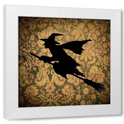 Witch and Damask White Modern Wood Framed Art Print by Vision Studio