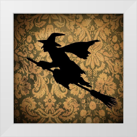 Witch and Damask White Modern Wood Framed Art Print by Vision Studio