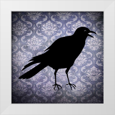 Crow and Damask White Modern Wood Framed Art Print by Vision Studio