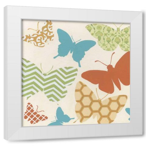 Butterfly Patterns I White Modern Wood Framed Art Print by Vess, June Erica
