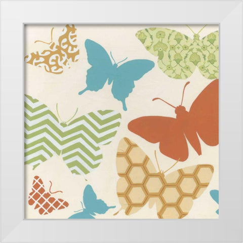 Butterfly Patterns I White Modern Wood Framed Art Print by Vess, June Erica
