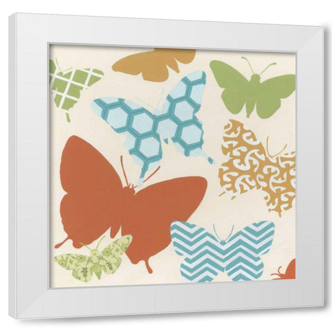 Butterfly Patterns II White Modern Wood Framed Art Print by Vess, June Erica
