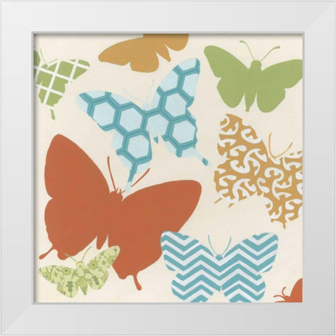 Butterfly Patterns II White Modern Wood Framed Art Print by Vess, June Erica
