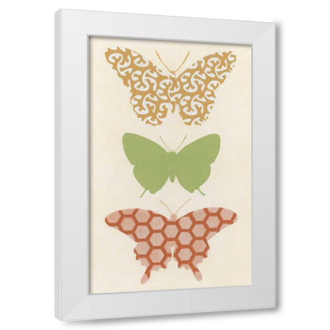 Butterfly Patterns III White Modern Wood Framed Art Print by Vess, June Erica