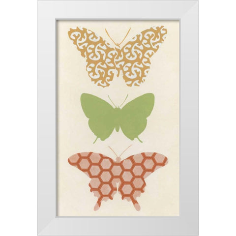 Butterfly Patterns III White Modern Wood Framed Art Print by Vess, June Erica