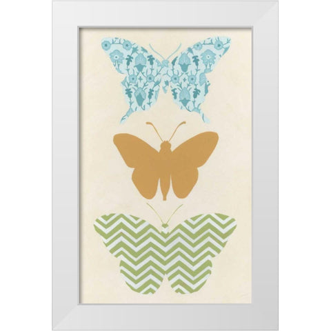 Butterfly Patterns IV White Modern Wood Framed Art Print by Vess, June Erica