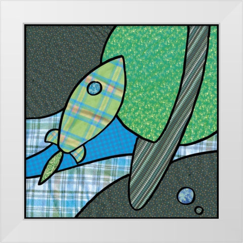 Patchwork Planets III White Modern Wood Framed Art Print by Swinford, Charles
