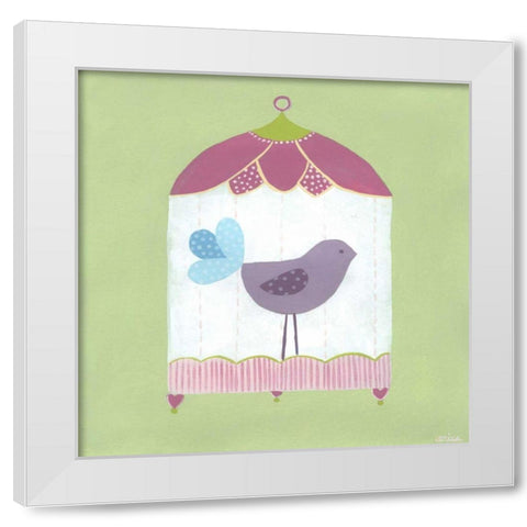 Patchwork Birdcage I White Modern Wood Framed Art Print by Vess, June Erica