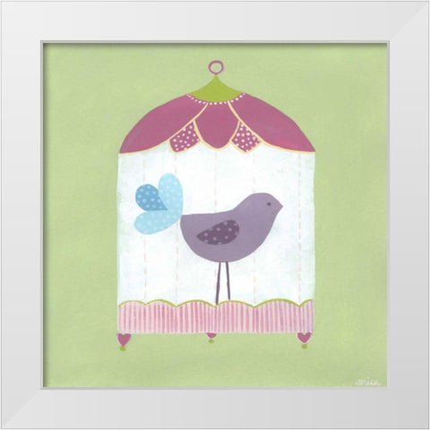 Patchwork Birdcage I White Modern Wood Framed Art Print by Vess, June Erica